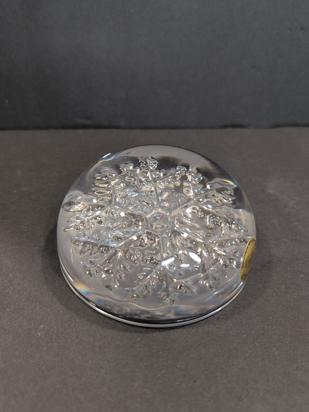 VTG Cristal France Snowflake Clear Paperweight Genuine Lead Crystal Paperweight